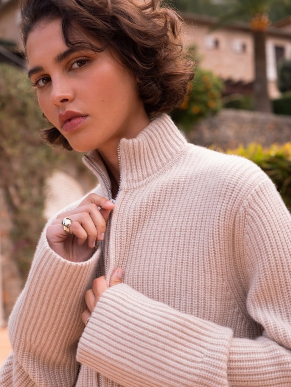 NWOT Jenni Kayne Boyd Cashmere Sweater In Oatmeal Small-XS Full-zip - Picture 2 of 14